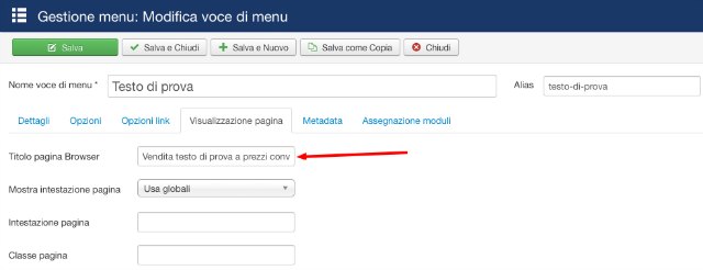 Ottimizzazione SEO di un contenuto su Joomla tag title seo joomla