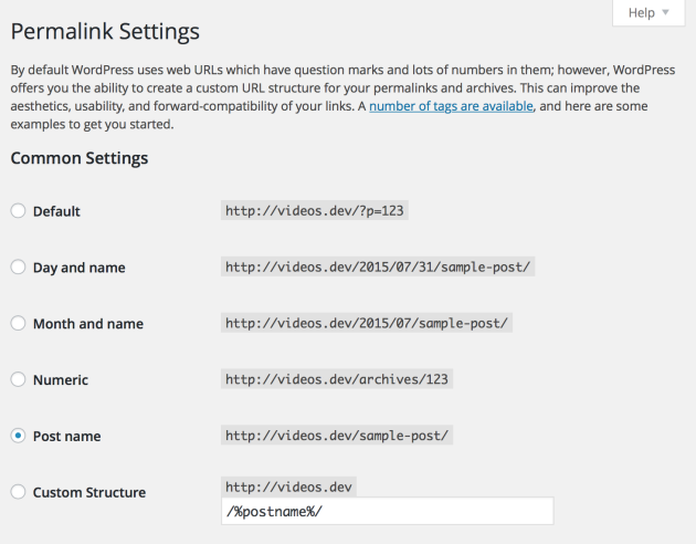permalink setting