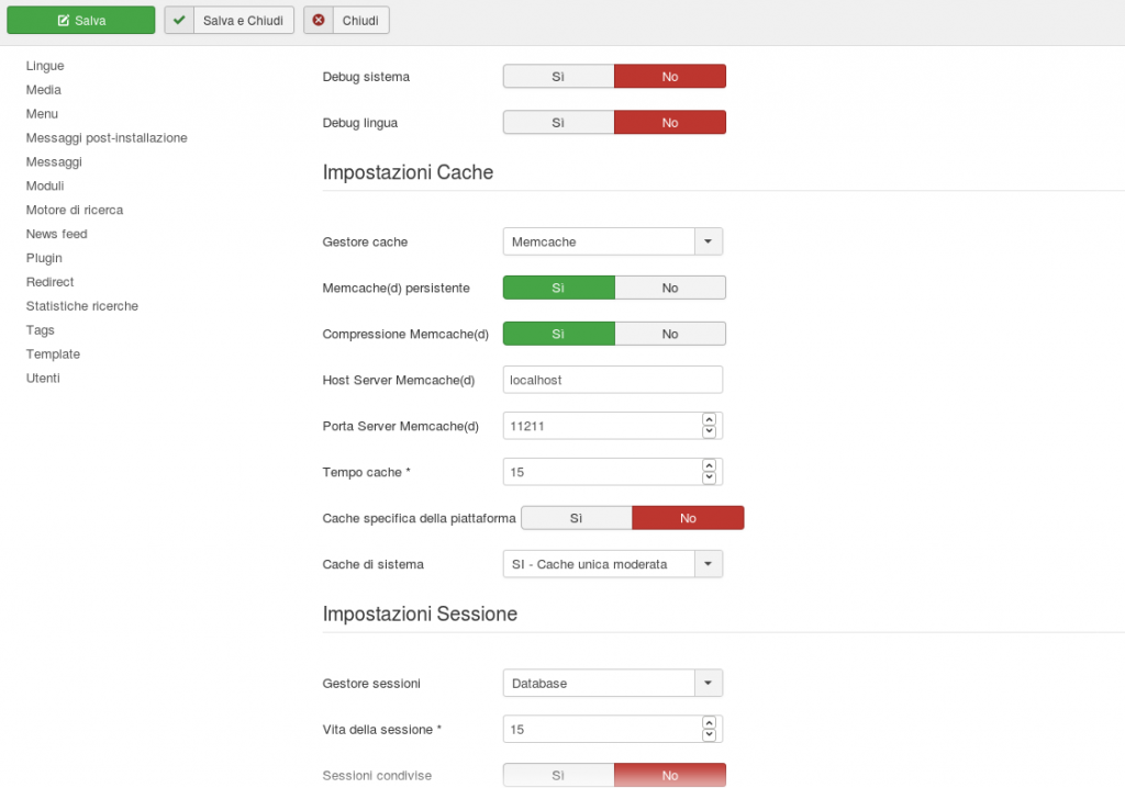 joomla memcached