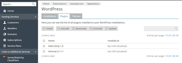 Gestione plugin WordPress