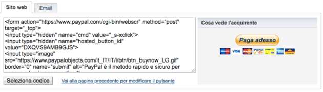 codice bottone paypal