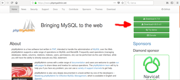 Scarica PhpMyAdmin