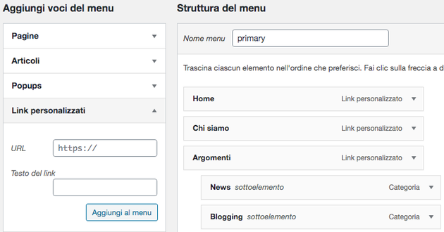 crea menu