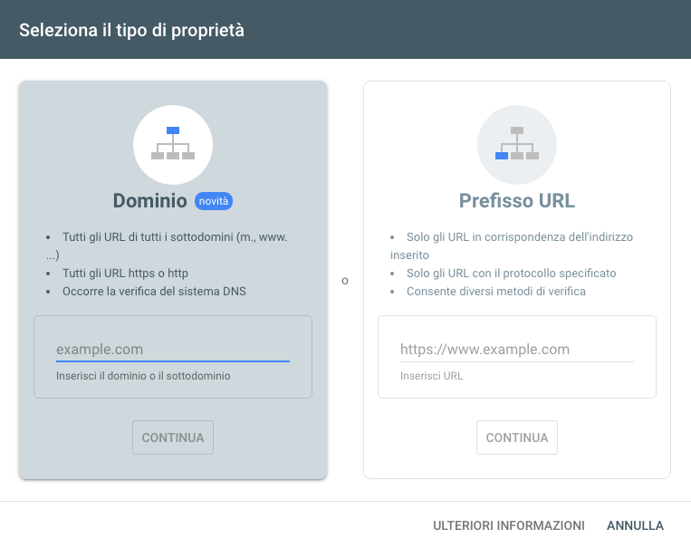 Verificare proprietà del sito sulla Search