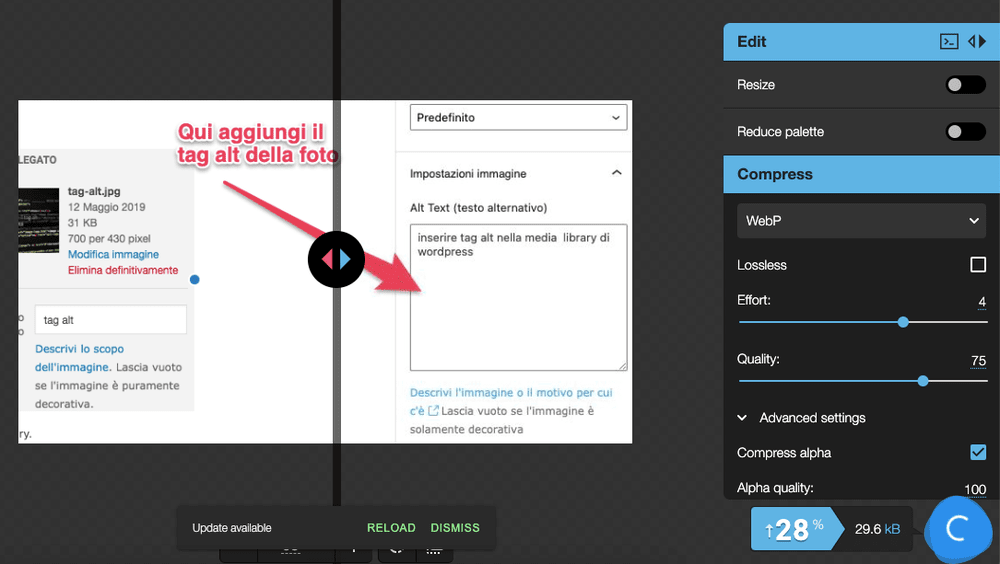 caricare immagini WebP su WordPress