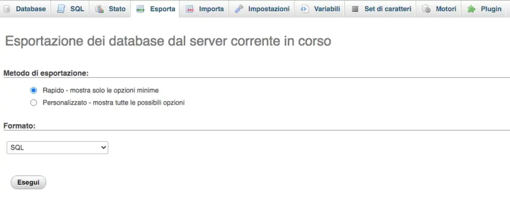 Come fare un dump del database su WordPress
