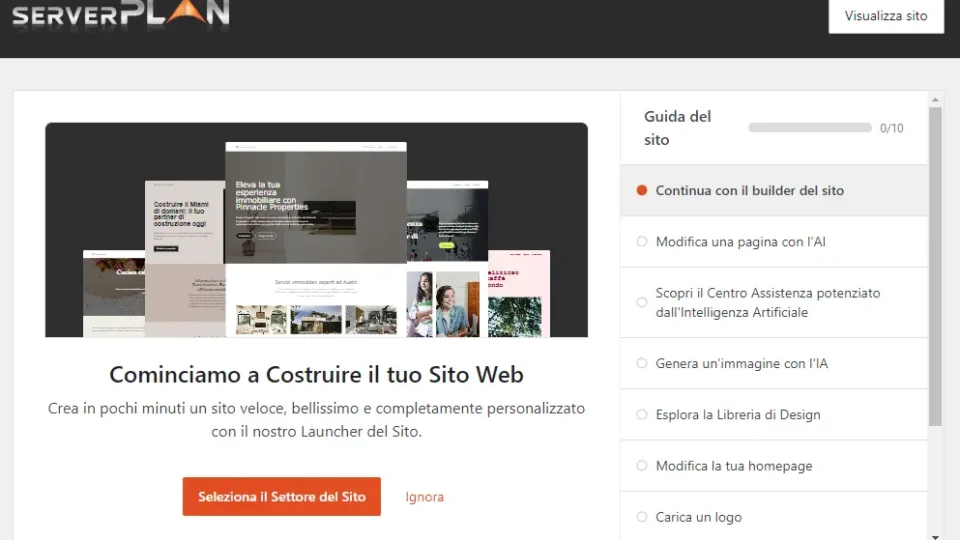 Come creare un sito web WordPress con l’intelligenza artificiale: scegli Serverplan