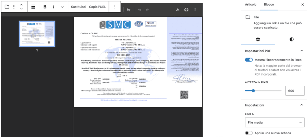 Come creare link di un file su pagina web