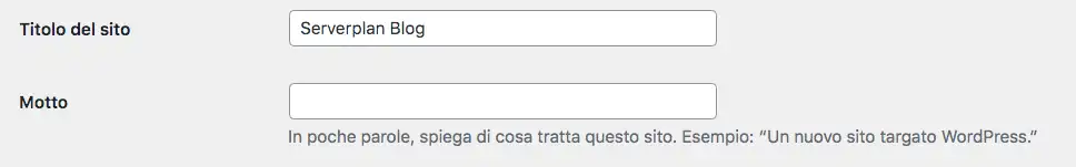 nome del sito wordpress