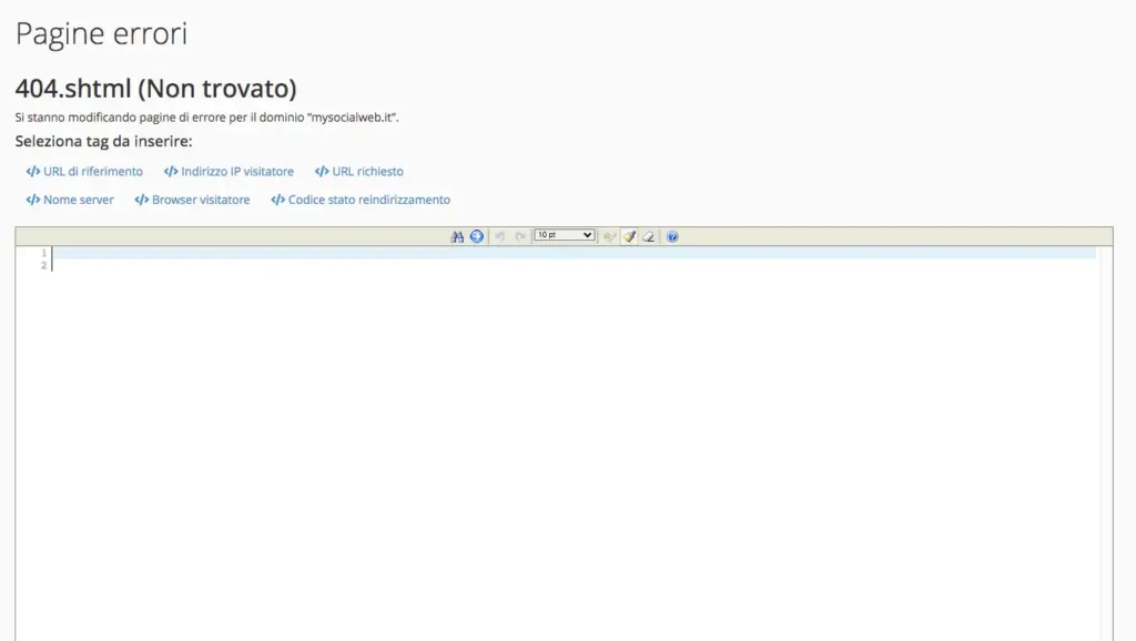 pagina 404 cpanel