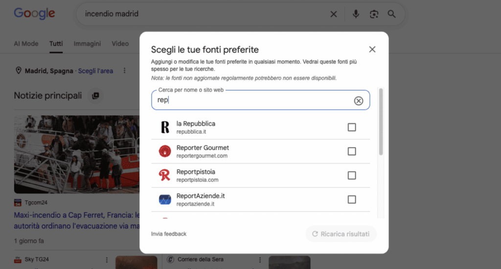 Come funzionano le Fonti Preferite di Google?